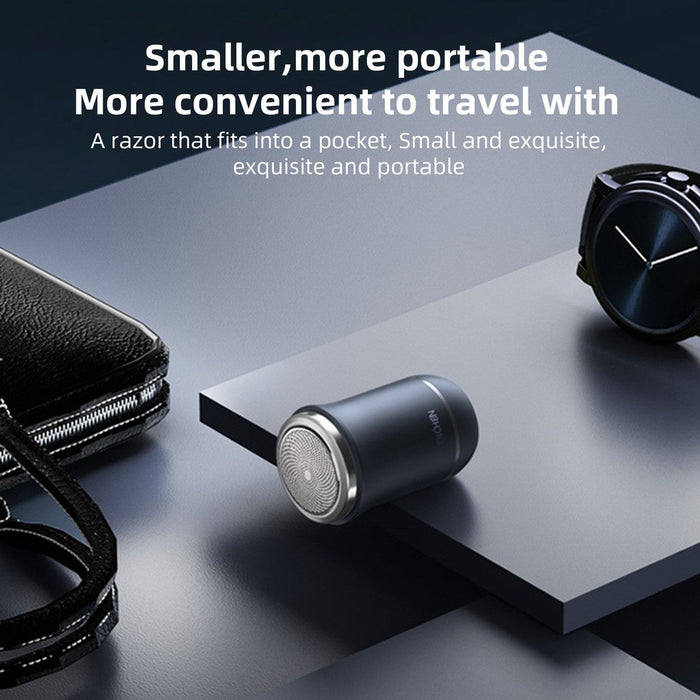 Enchen Traveler Mini rasoir portable Compact et léger Rasoir sans fil en acier doux Rasoir électrique à une touche IPX6 étanche 350 mAh Batterie rechargeable Charge de type C - Noir