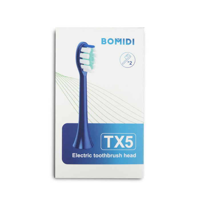 Bomidi TX5-2 Tête de brosse à dents électrique Brosse à dents souple (2 pièces de brosse à tête de rechange) Tête de brosse à poils souples longue durée Compatible avec la brosse à dents électrique TX5 - Bleu