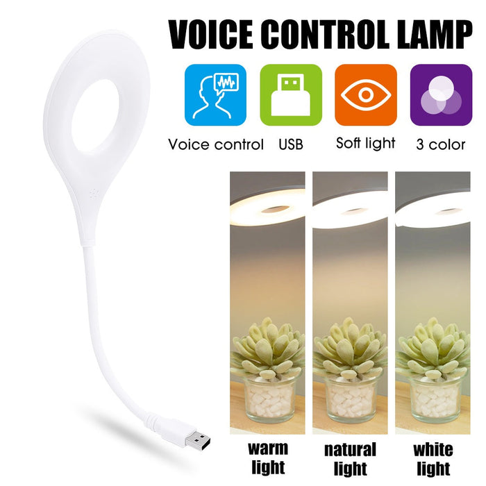 Zolele VL1 مصباح ليلي للتحكم الصوتي بمنفذ USB ذكي - أبيض