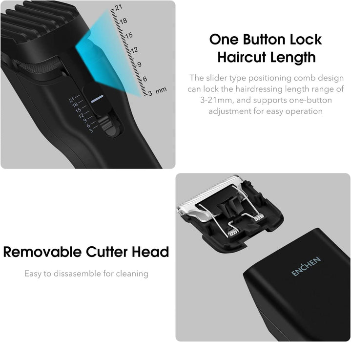 Enchen Boost Wireless Electric Hair Clipper 1500mAh - Black