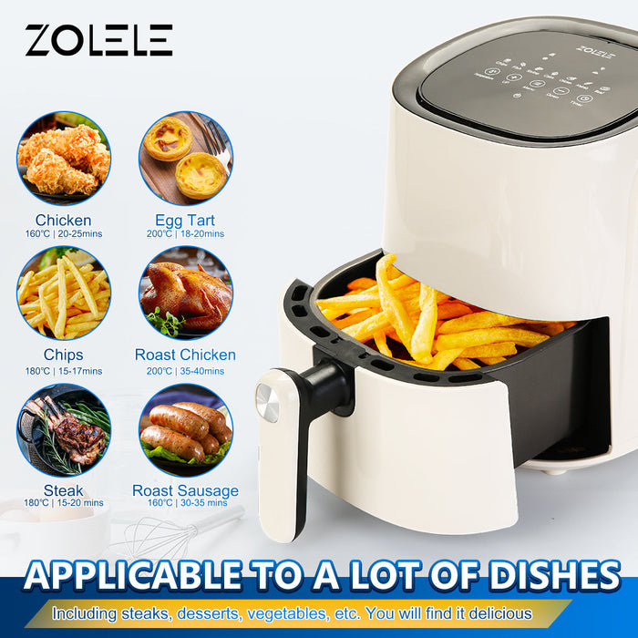 Friteuse électrique à air Zolele ZA001, capacité de 4,5 L, antiadhésive, blanche
