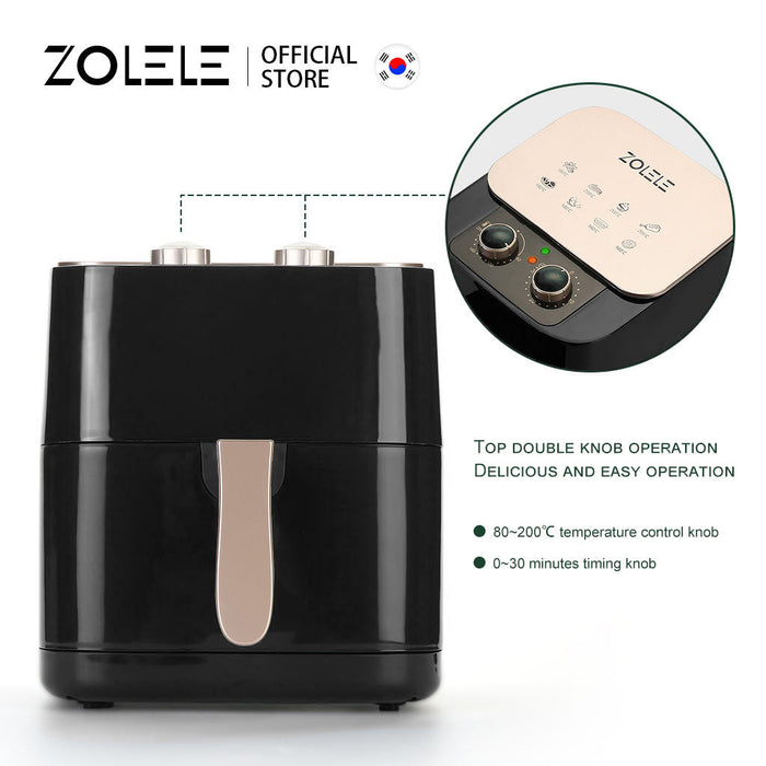 Zolele ZA002 مقلاة هوائية كهربائية سعة 6.5 لتر - أسود