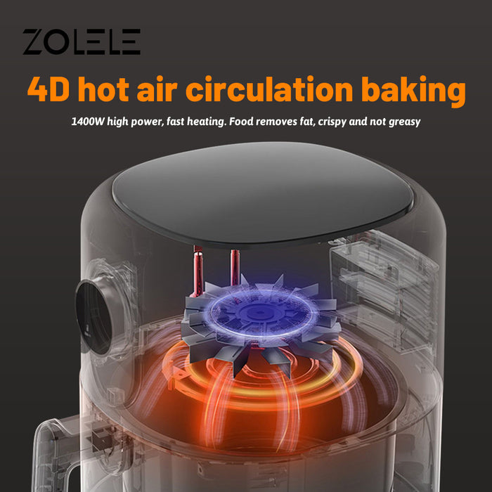 Zolele ZA004 مقلاة هوائية كهربائية بسعة 4.5 لتر - أبيض