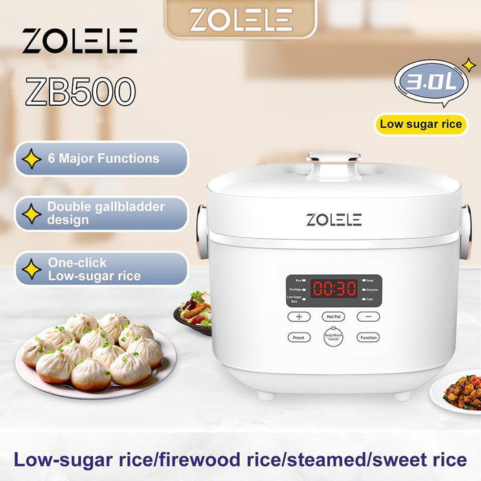 Zolele ZB500 多功能电饭锅 3L 容量 - 白色