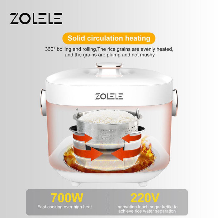 Zolele ZB500 جهاز طبخ الأرز الكهربائي الذكي سعة 3 لتر - أبيض