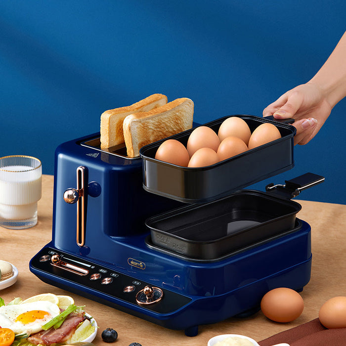 Deerma ZC10 3 in 1 Electric Breakfast Maker Machine Multifunctional - Blue