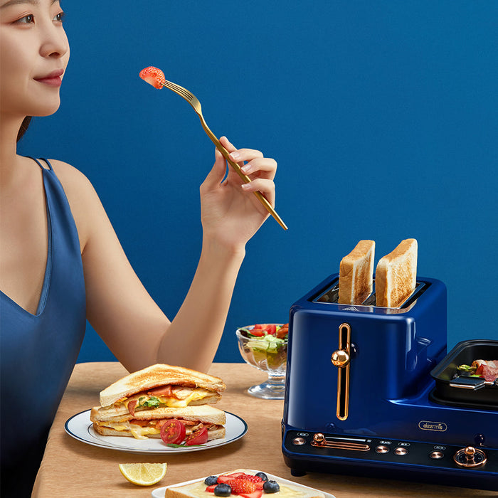 德尔玛 ZC10 三合一电动早餐机多功能-蓝色