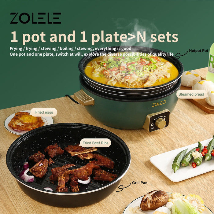 Zolele ZC300 Double Pot Multifonctionnel Avec Revêtement Antiadhésif 6L - Vert