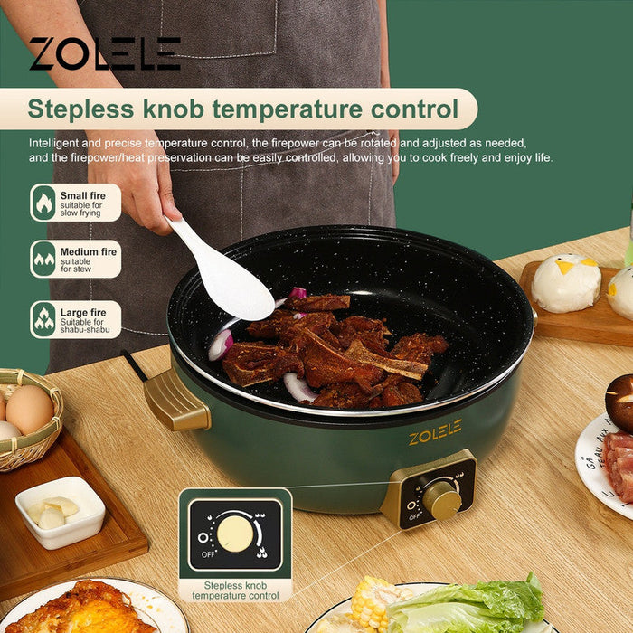 Zolele ZC300 Double Pot Multifonctionnel Avec Revêtement Antiadhésif 6L - Vert