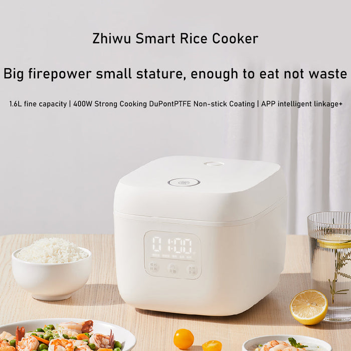 Zhiwuzhu ZCDQ055 جهاز طهي الأرز الذكي الصغير 1.6 لتر 400 واط - أبيض