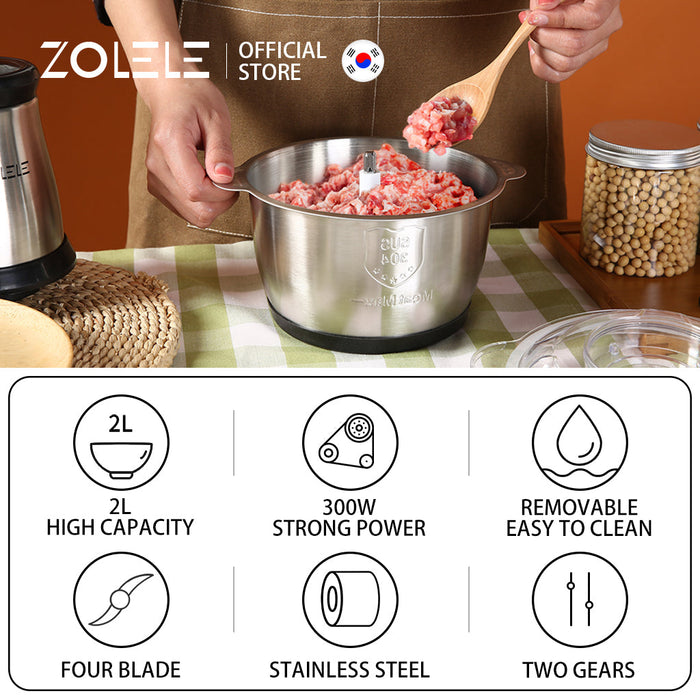 Zolele ZD002 绞肉机 300W 电机 2L 容量