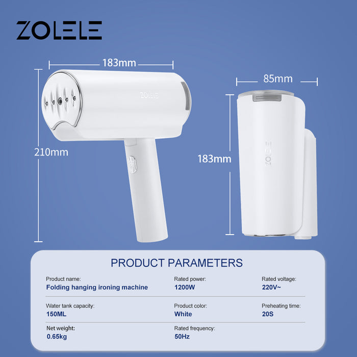 Zolele ZG100 Défroisseur Vapeur Pliable Portable - Blanc