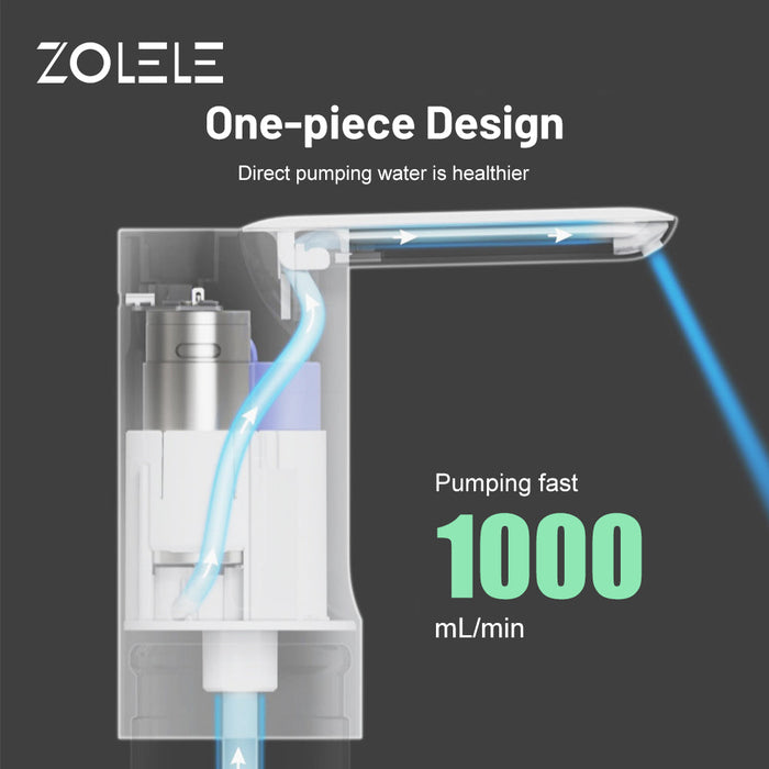 Pompe à eau pliante automatique Zolele ZL100 compatible avec différents types de barils Batterie 1200mAh Chargement USB - Blanc