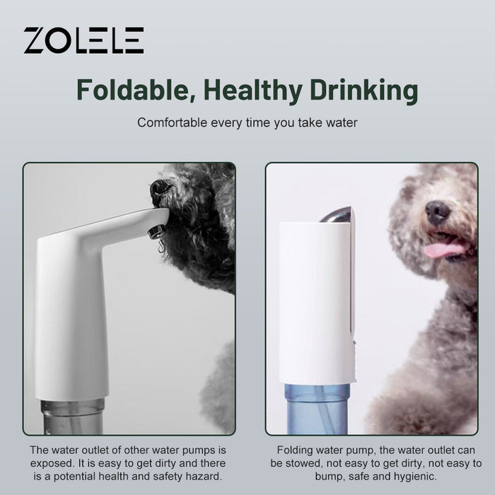 Zolele ZL100 自动折叠水泵 兼容各种类型桶 1200mAh 电池 USB 充电 - 白色