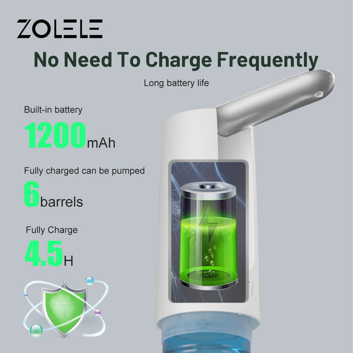 مضخة مياه أوتوماتيكية قابلة للطي من زوليلي ZL100 بقدرة 1200 مللي أمبير في الساعة - أبيض