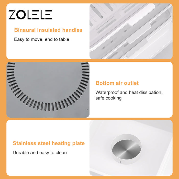 Température de contrôle tactile du cuiseur vapeur électrique Zolele ZM100 avec puissance de vapeur de grande capacité 800 W à trois couches de 24 L - Blanc