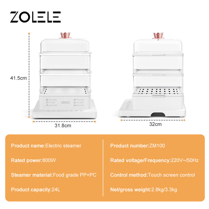 Zolele ZM100 Electric Steamer 24 Liters 800W - White