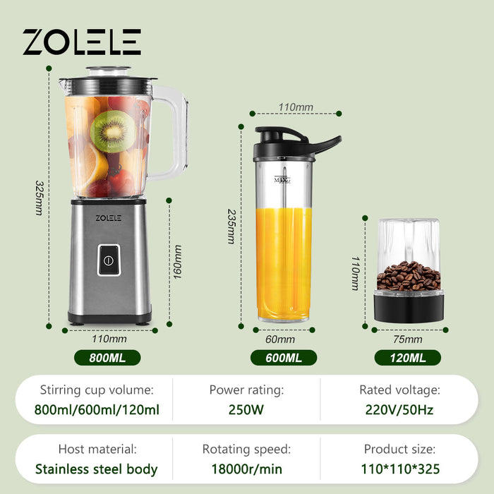 Zolele Zi101 عصارة كهربائية متعددة الوظائف 800 مل - فضي