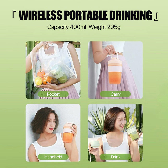 Zolele Zi102 Mini presse-agrumes portable 400 ml sans fil avec protection inductive, interrupteur d'alimentation, presse-agrumes multifonction, tasse à boire, batterie 1500 mAh USB-C – Violet