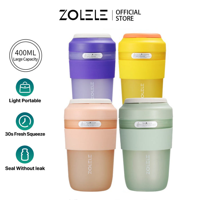 Zolele Zi102 Mini presse-agrumes portable 400 ml sans fil avec protection inductive, interrupteur d'alimentation, presse-agrumes multifonction, tasse à boire, batterie 1500 mAh USB-C - Jaune